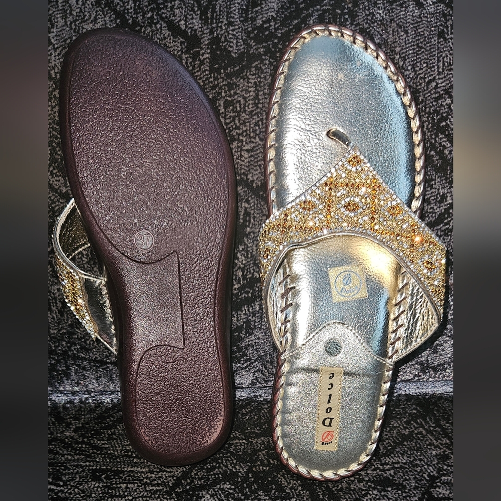 DV by Dolce Vita Silver and Gold Embellished Sandals